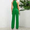 thumbnail image 4 of Riforla Women's Fashion Casual Sleeveless Standing Neck Slim Fit Bow Tie Straight Tube Long Jumpsuit Jumpsuits for Women Green M, 4 of 9