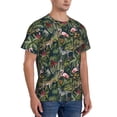 thumbnail image 4 of Yiaed Flamingos And Palm Leaves Print Mens Short Sleeve Tight Fit T-Shirt, Crewneck Casual Tee-Small, 4 of 5