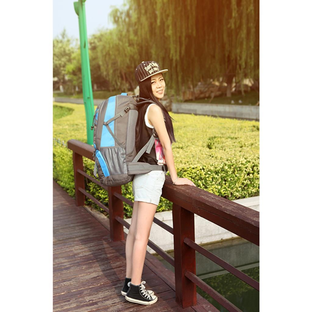 Blue Hiking Camping Travel Rucksack Backpack Walking Luggage Bag 60L