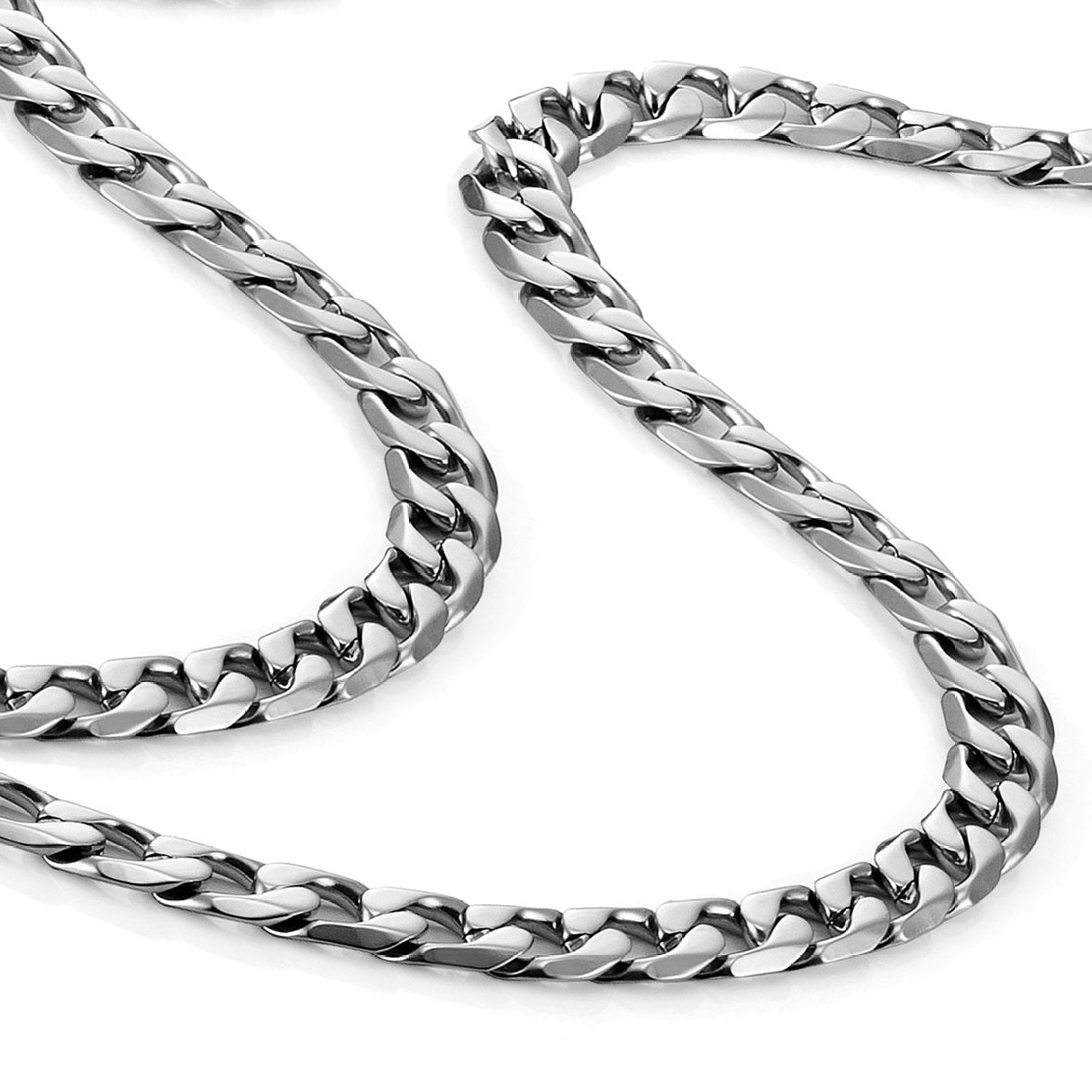 Classic Mens Necklace 316L Stainless Steel Silver Chain Color (6mm