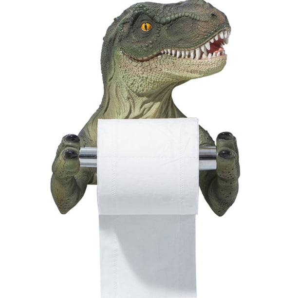 Inodoro Porta rollo de papel higiénico con perforaciones sin dinosaurios, porta rollo de papel higiénico y porta rollo de papel, manualidades de resina (portarrollos de papel Tyrannosaurus)