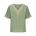 thumbnail image 7 of pimelu Womens Tops Tops for Women Trendy Plus Size Loose Lightweight Chiffon Lace Trim Shirts Summer Trendy Solid Tee Tops Girls V-Neck Short Sleeve Blouses, 7 of 7