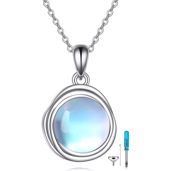 Moonstone Urn Necklaces for Ashes 925 Sterling Silver Cremation Jewelry for Women Moonstone Ashes Necklace Memory