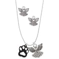 thumbnail image 1 of Delight Jewelry Acrylic Small Paw Black Silver tone Guardian Angel Charm Necklace and Stud Earrings, 1 of 4