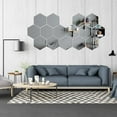 thumbnail image 6 of 24PCS Removable Acrylic Mirror Setting Wall Stickers Decal Non Glass Mirror,Silver Hexagon Art DIY Mirror Sheet Plastic Tiles for Home Living Room Bedroom Decor", 6 of 10
