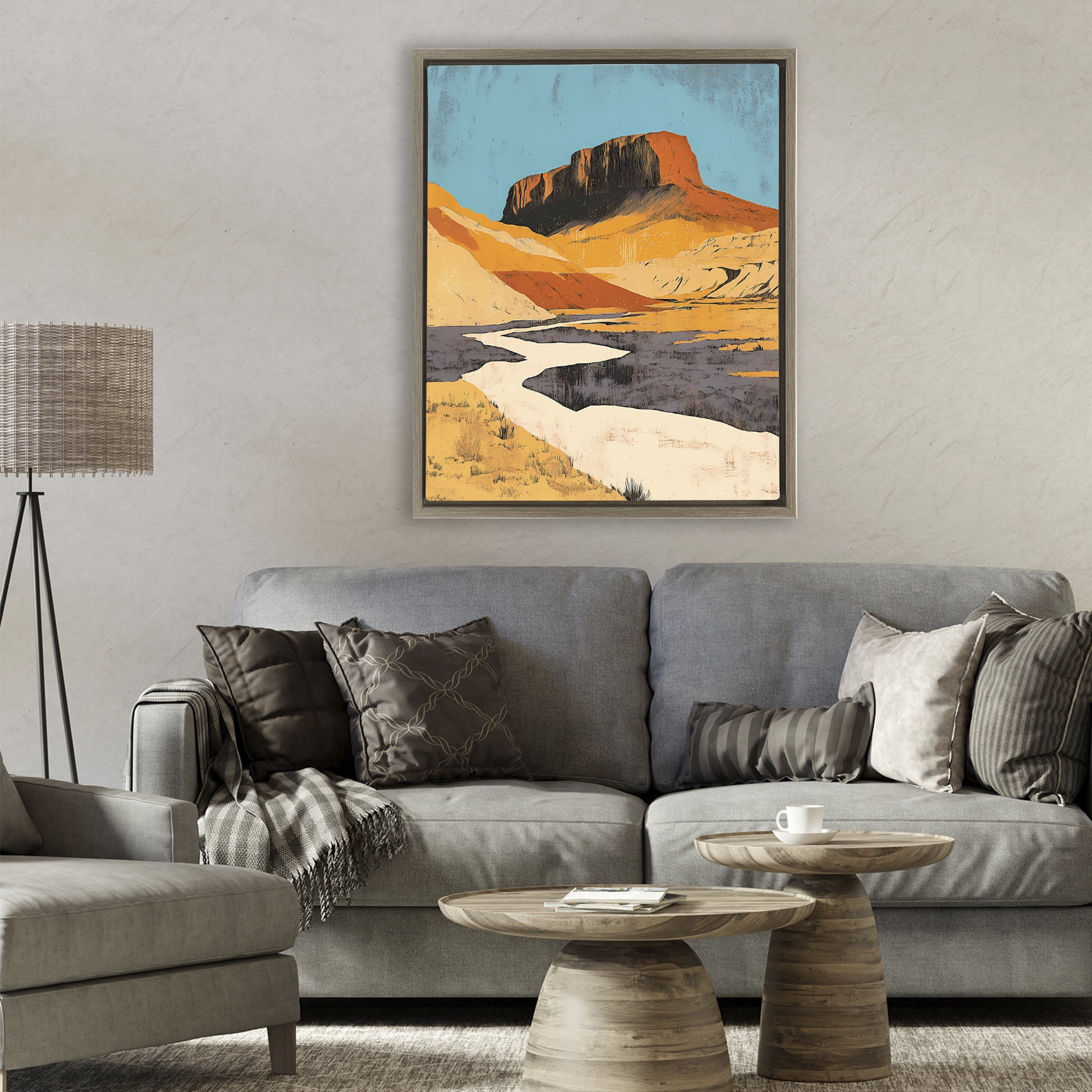 Stupell Industries Vintage Canyon Pass Brown Framed Floater Canvas Wall Art, design by Walker Noble