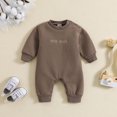 thumbnail image 2 of Bodysuit Baby Girl Toddler Boys Long Sleeve Solid Letter Prints Fall Winter Rompers Kids Jumpsuits Coffee, 6-12 Months, 2 of 7