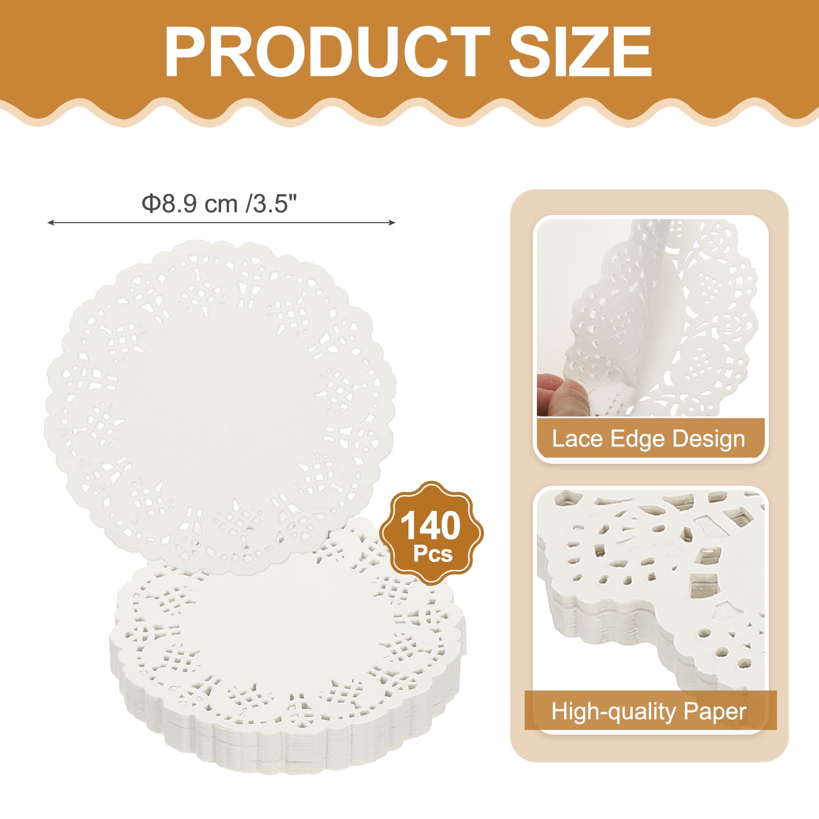 Unique Bargains Paper Doilies Round Lace Disposable Placemats Table Decor 3.5"