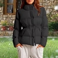 thumbnail image 7 of JGGSPWM Quilted Puffer Jackets for Women Stand Collar Warm Winter Coats Thicken Padded Down Outerwear with Adjustable Waist Black XXXL, 7 of 7