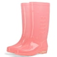 thumbnail image 1 of Botas de lluvia altas, antideslizantes, impermeables, de PVC, transparentes, con funda de algodón de felpa, para mujer adulta, color rosa 35, 1 of 5