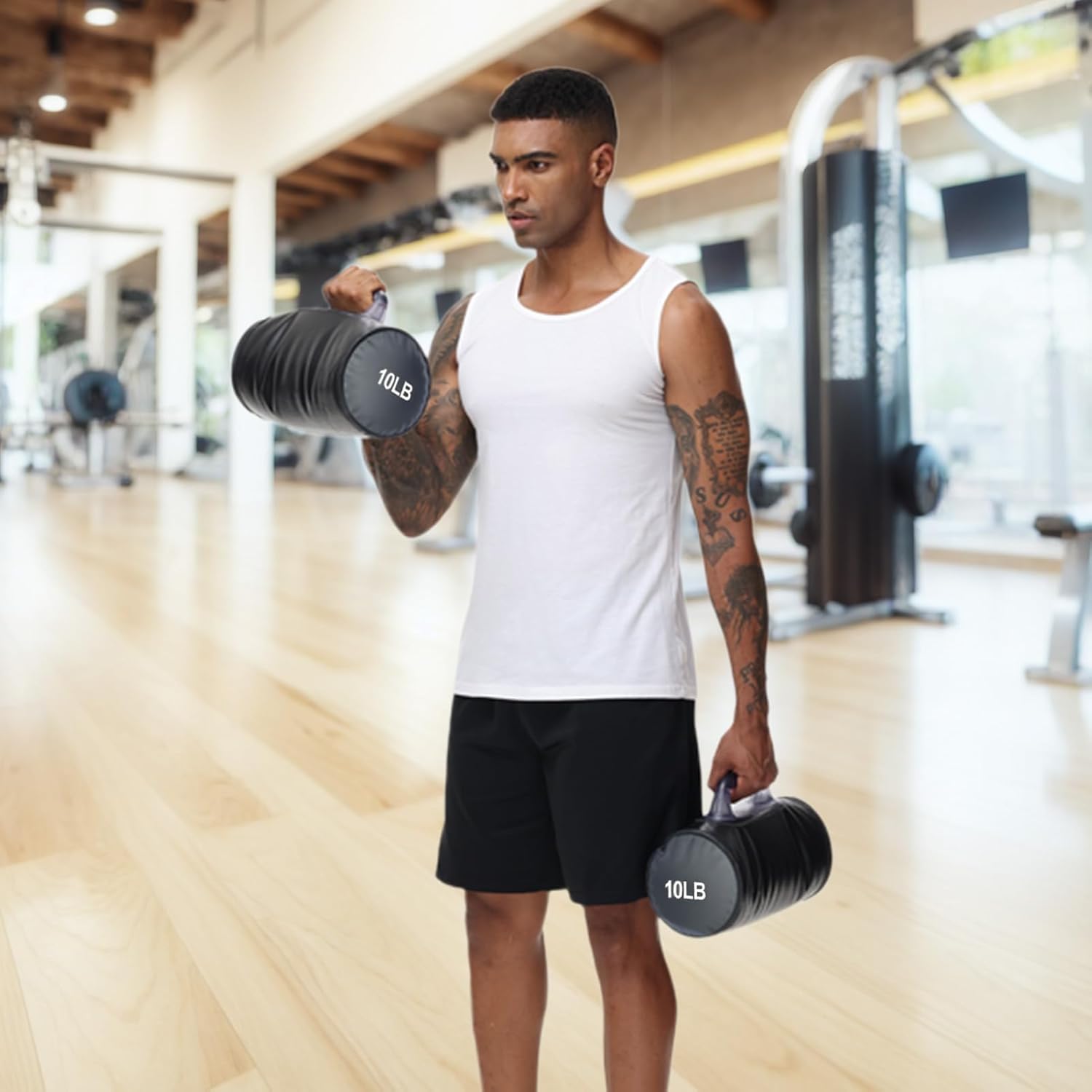DEIRIS Water Filled Dumbbells Set - Adjustable Weights up to 40lbs, Portable Travel Fitness Equipment for Home Gym & Strength Training