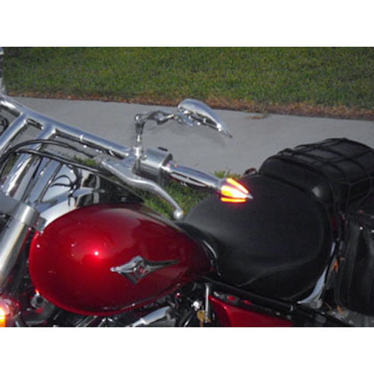 Krator Motorcycle Spiked Turn Signals Bar Ends Chrome Hand Handlebar Grips Chrome Grips Compatible with Cruisers Choppers Harley Davidson Suzuki Kawasaki Yamaha Honda w/ 1" inch Throttle Grip