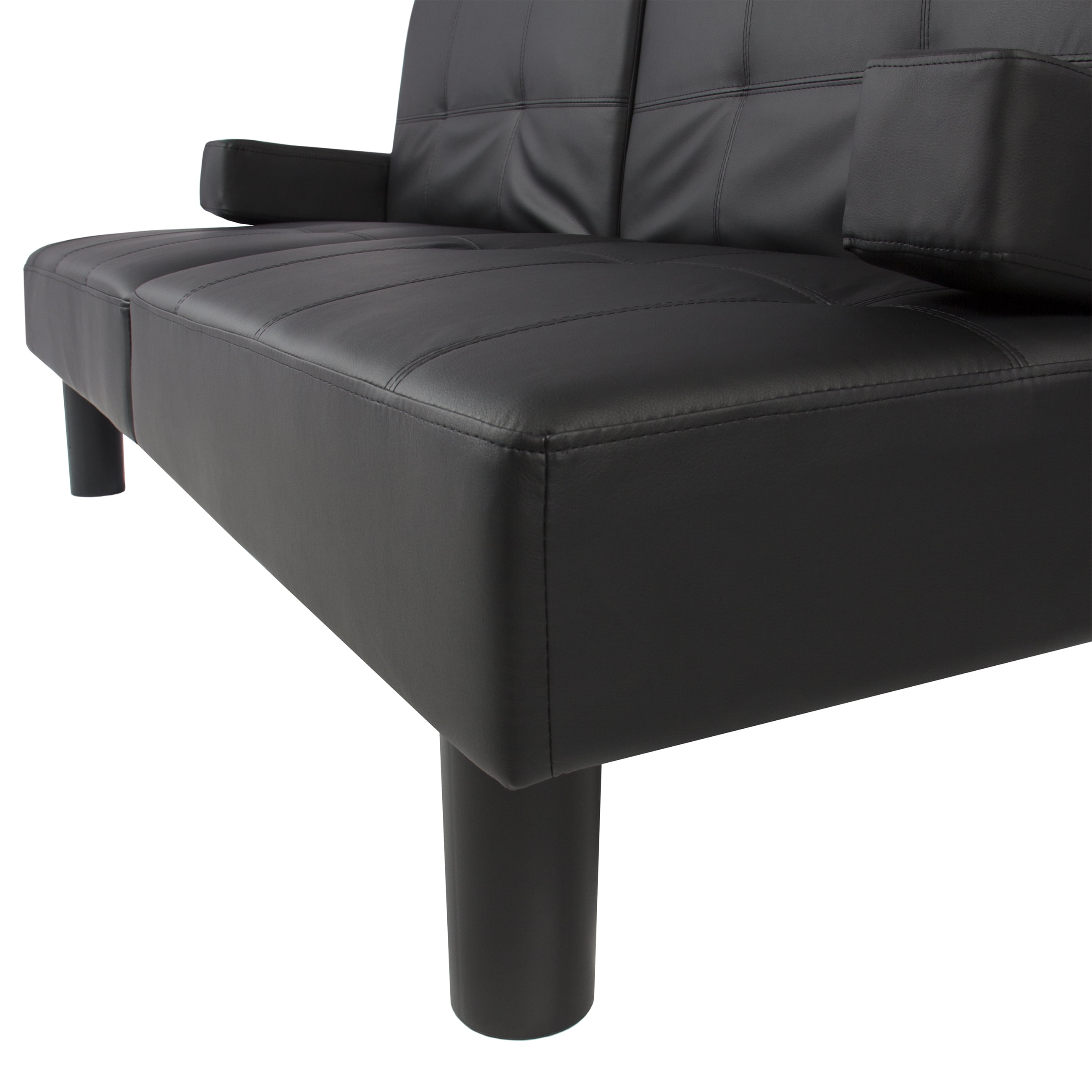 Leather faux fold down futon sofa bed couch sleeper furniture ...