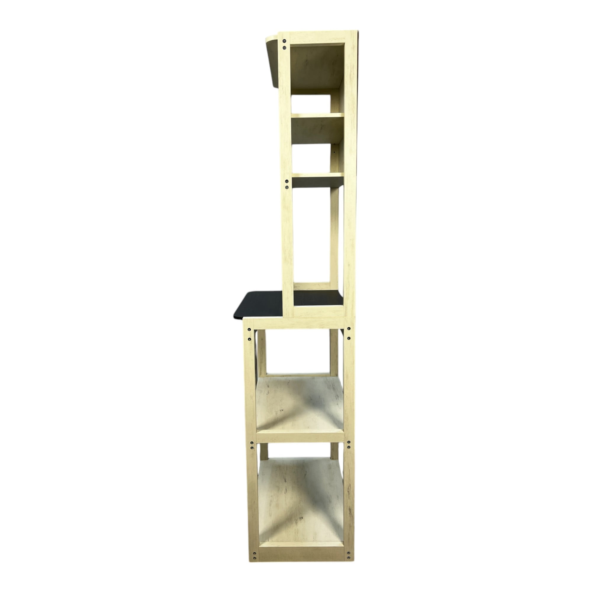 5-Tier Bakers Rack, Kitchen Storage Shelf and Microwave Stand with Coffee Bar, Particle Board Organizer for Pantry, 23.62 Inch, White and Black