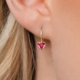 thumbnail image 3 of Gem Stone King 14K Yellow Gold Fancy Pink Zirconia Leverback Earrings for Women | 0.88 Cttw | Gemstone Birthstone | Heart Shape 5MM, 3 of 6