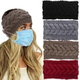 thumbnail image 1 of Diadema de punto para mujer, 4 piezas, cálida en invierno, diadema trenzada con botones para cubrir la máscara, diadema envuelta en clima frío para un regalo cálido para las orejas, 1 of 5