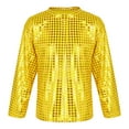 thumbnail image 1 of MIASHUI T-Shirt à Paillettes pour Garçons et Filles, Col Rond, Manches Longues, pour Fête de Carnaval, Or, 8-9 Ans, 1 of 6