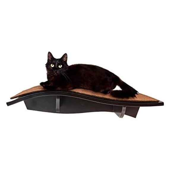 Cat Shelf, Wall-Mounted Desined Wooden Cat Perch - Holds Cats Up to 44 Lb