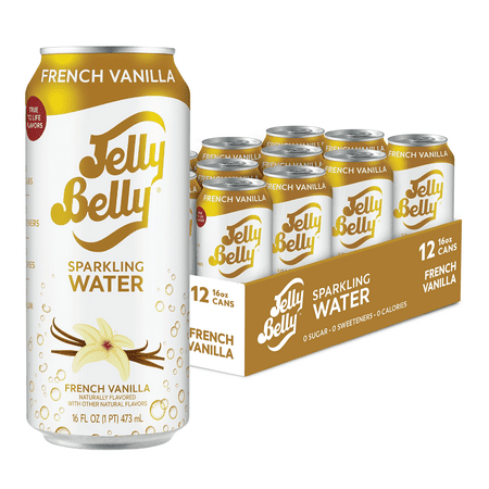 Jelly Belly French Vanilla Sparkling Water  Sugar-Free 0 Calorie Seltzer  16 Ounce Can 1 Can