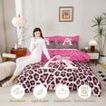 thumbnail image 3 of Manfei Cute Letter A Twin Comforter Sets,Pink Leopard Print Bedding Set,Pink Reversible,2pcs,1 Comforter and 1 Pillowcase, 3 of 7