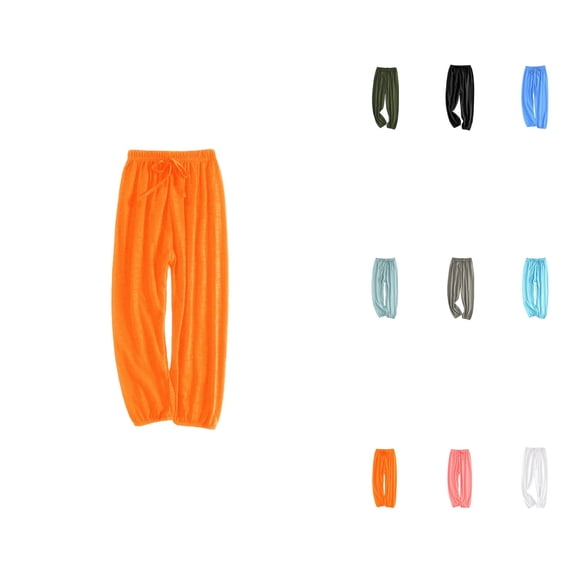 Girls Summer Harem Pants, Soft Elastic Waist Joggers, Loose Fit Basic Trousers for Casual Comfort, Cotton Linen, Baggy Sweatpants with Pockets