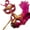 Fuchsia Gold, variant on MASQ Masquerade ball stick mask Pair Detachable Handle Ostrich Feather Christmas New Year Mardi Gras Carnival Party