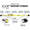 thumbnail image 2 of Erickson Mfg Erickson Cargo Ratchet Strap Yellow 2iinx27ft with Flat Hooks, 2 of 2