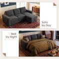 thumbnail image 4 of Marrber 78” Oversized Modern Plush Corduroy L-Shaped Modular 4-Seater Pull-Out Sectional Sleeper Sofa Bed with Hidden Storage for Living Room and Apartment, Gray, 4 of 7