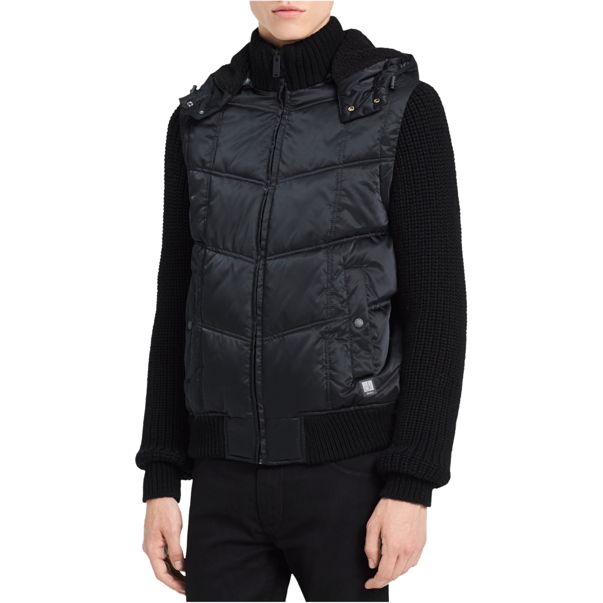Calvin Klein Calvin Klein Mens Hooded Quilted Jacket, black, Large
