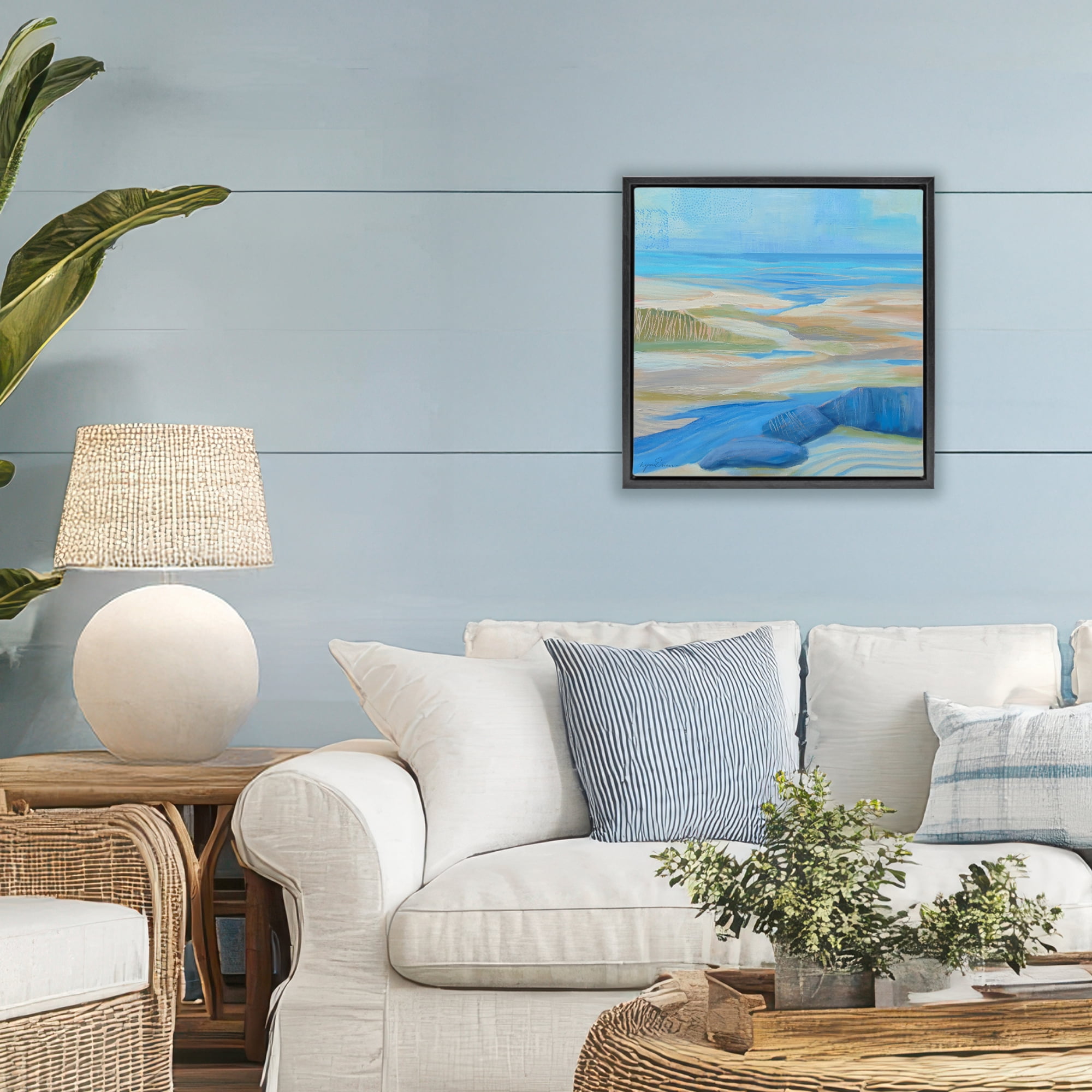 Stupell Industries Low Tide Azure Dunes Black Framed Floater Canvas Wall Art, design by Lynn Ericson Fine Art