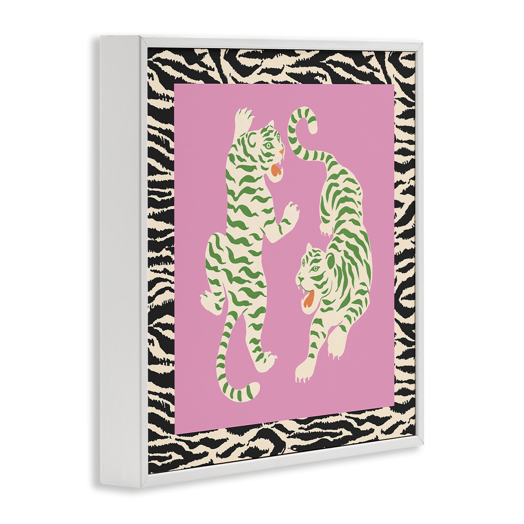 Stupell Industries Purple & Green Twin Tigers White Framed Giclee Art, design by Karolina Sato
