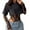 Black, variant on Women's Round Neck Patchwork Lace Bodysuit, Mock Two Piece Long Sleeve Casual Top, Y2K Fashion T-Shirt Style Jumpsuit for All Seasons, Fall Winter Wardrobe and Daily Wear Black L