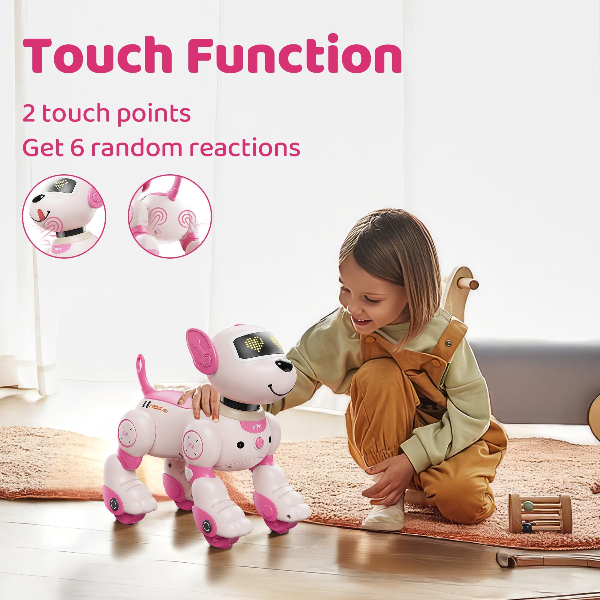Robot Dog Toy, RC Interactive Robotic Dog with Voice Control & Touch Sensor, Smart Programmable Puppy for Kids Age Groups 8-12 Christmas Birthday Gifts