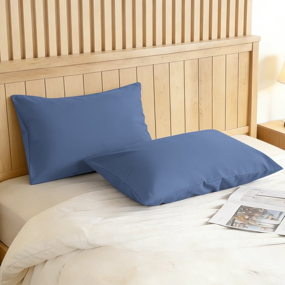 Lorviah 2 Pack Standard Pillowcases 20"x26", Premium Cotton Ultra Soft & Breathable Pillow Cases with Envelope Closure, Denim Blue