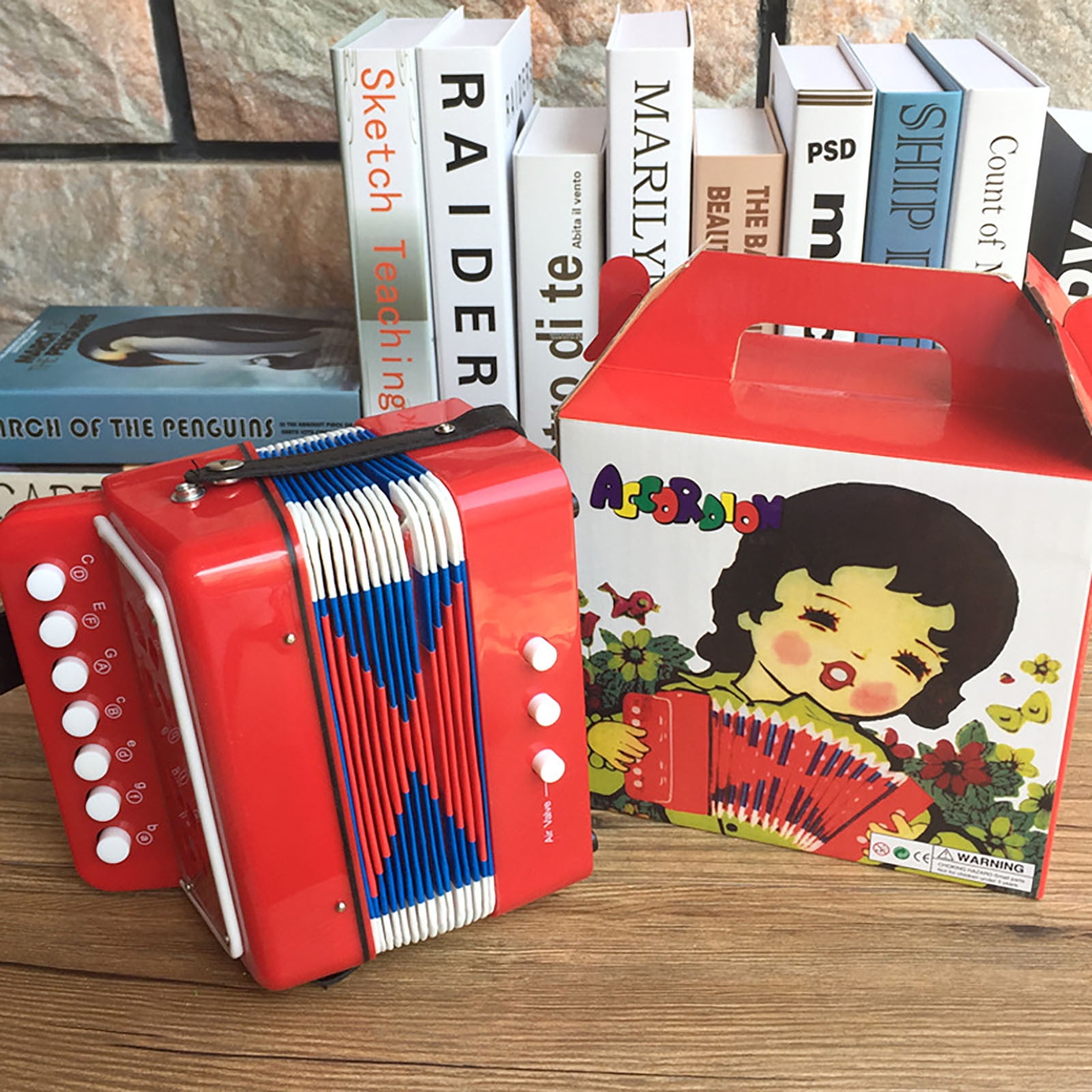 COM1950s Acordeones Para Adultos- Kids Accordion,Childrens Hexagonal Accordion Pushbutton Accordion 10 Keys with Shoulder Strap Pull Accordion Musical Instrument Beginner for Adults and 3+Years Kids