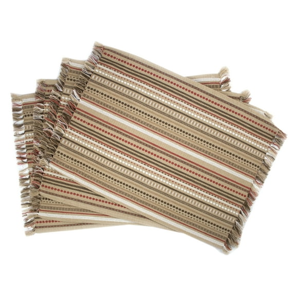 Fennco Styles Classic Stitched Lines Table Linen Collections for Home Decor, Holidays and Events, 2 Colors (Natural, 13'' x 19'' Placemats - Set of 4)