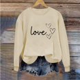 thumbnail image 2 of Sudadera Penkiiy Valentine para mujer: lindas camisetas del día de San Valentín Love Heart Graphic Print Suéter de manga larga XS Khaki, 2 of 5