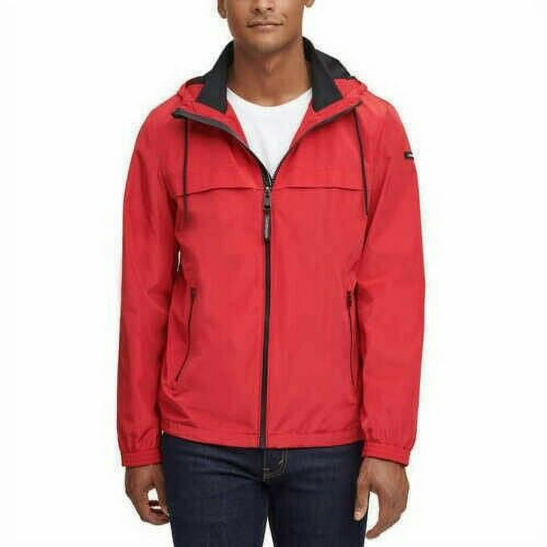 Calvin Klein Men\'s Lined Red Jacket, Windbreaker Full Mesh XXL Hooded Zip