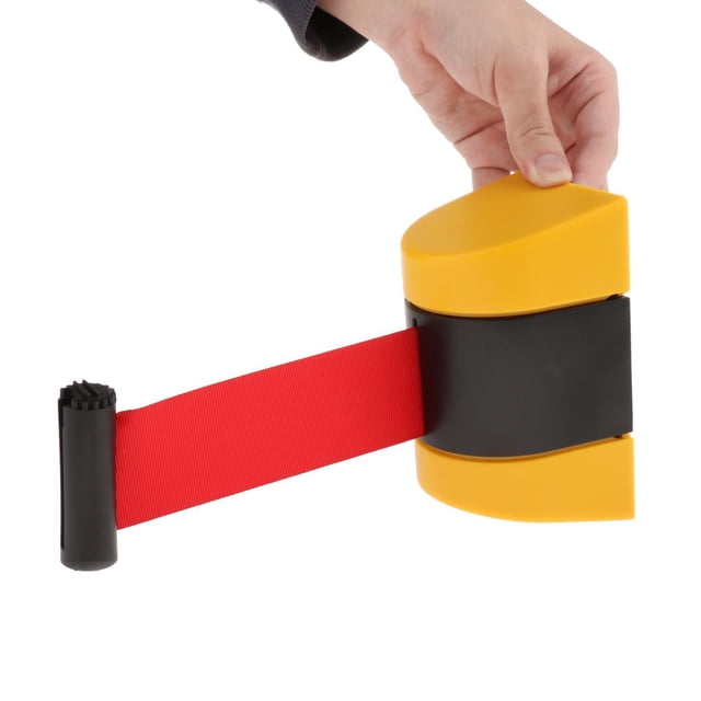 Becaristey Wall Mount Retractable Belt Barrier with Sturdy ABS Case for Crowd Control Red 3Meter 1Set