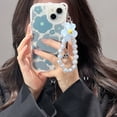 thumbnail image 4 of Carcasa De Cadena Compatible Para iPhone 14 Pro Max 13 12 11 X Xr Xs SE 2020 Flor Azul Gris Funda Para Teléfono Orejas De Oso Lente Todo Incluido De Silicona Transparente Trasera, 4 of 4