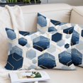 thumbnail image 2 of Navy Blue Marble Small Pillow Covers, Gold White Geometric Hexagon Modern Soft Breathable Throw Pillow Cases with Invisible Zipper, Decorative Pillowcase Pillows Protectors for Sofa Bed Chair 12"x20", 2 of 9