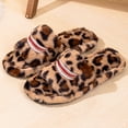 thumbnail image 3 of BOERTEU Women Striped Embroidered Fuzzy Open Toe House Slippers, 3 of 9