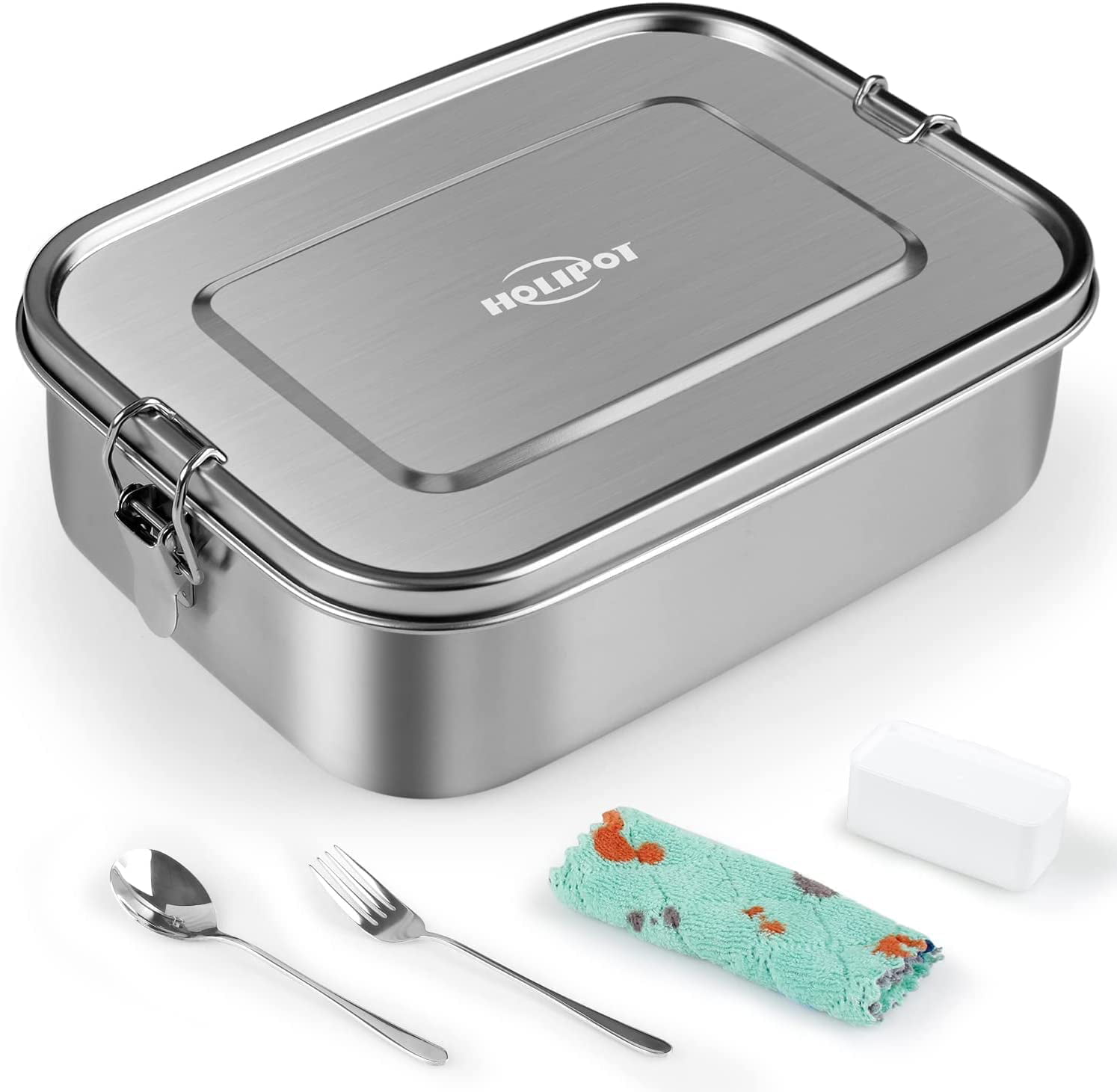 eSeasons Bento Lunch-Box Leak Proof 5 Compartment Dark Grey Stainless Steel Cutlery 