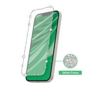 onn Glitter Frame Glass Screen Protector with Easy Application Tray for iPhone 17e / iPhone 16e / iPhone 14 / iPhone 13 / iPhone 13 Pro