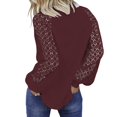 thumbnail image 4 of Pntutb Mujer Impreso Camiseta Suelta Encaje Manga Larga Blusa Cuello Redondo Casual tops Pntutb Pntutb-1756, 4 of 5