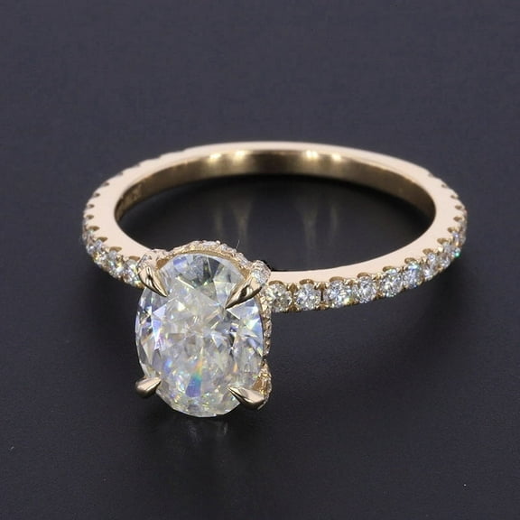solitaire jewels 2.75CT Oval Moissanite Hidden Halo Engagement Ring For Women, 14K Yellow Gold