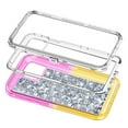 thumbnail image 2 of For Apple iPhone 12 Mini 5.4 inch Tough Defender Sparkling Liquid Glitter Heart Case Cover Pink/Gold, 2 of 4