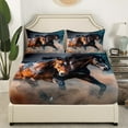 YST Brown Horse Bed Set Black Galloping Horse Bed Sheets Set Kids Teens