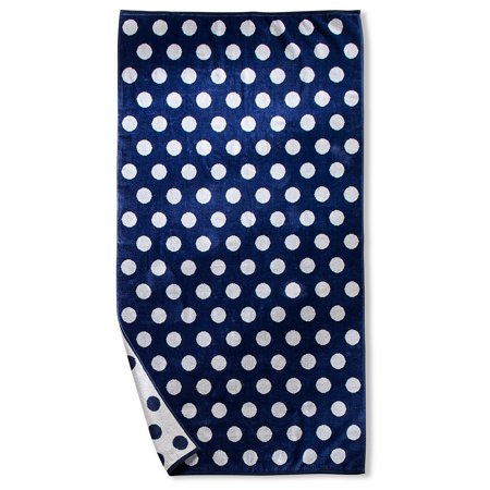 Oversized Jacquard Long-Staple Cotton Beach Towel, Blue Polka Dots Default Title