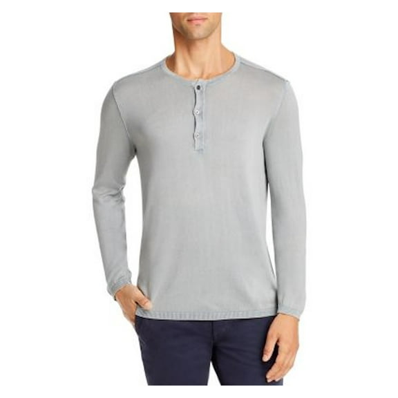 John Varvatos Mens Gray Long Sleeve Classic Fit Henley Shirt XL